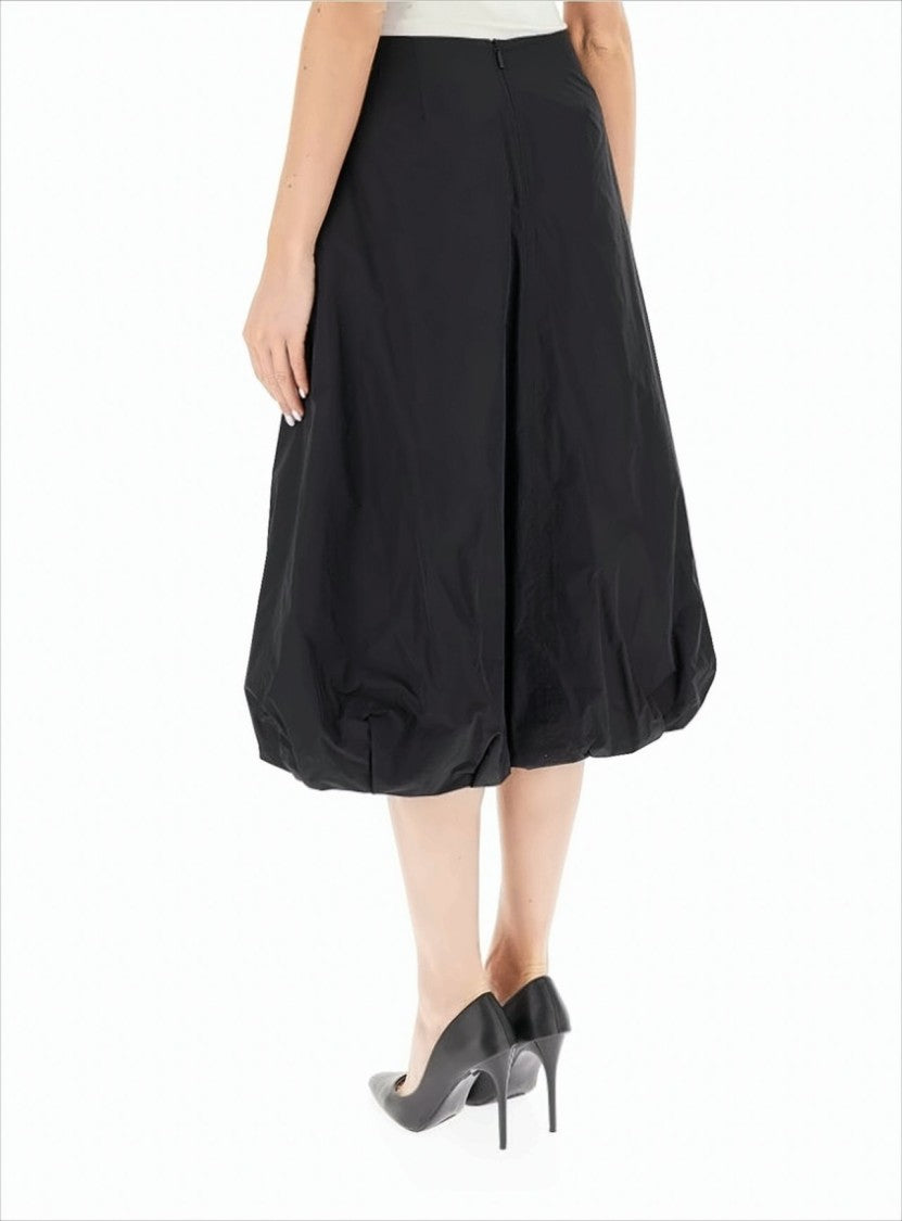 Max Mara Knee-Length Black Taffeta Skirt With Balloon Effect