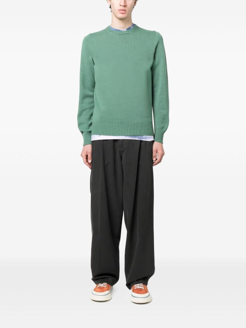 Drumohr Sage Green Ribbed Cashmere Crewneck Sweater