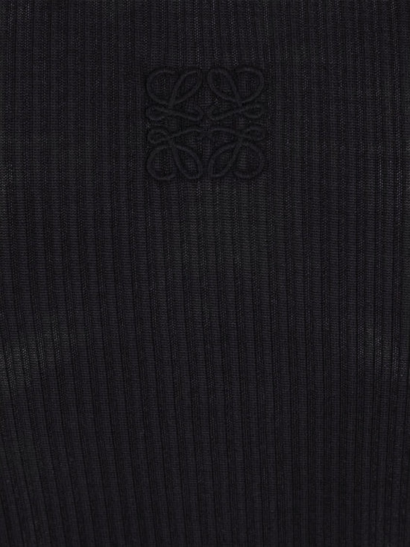 Loewe Silk Ribbed Tank Top With Tonal Embroidery