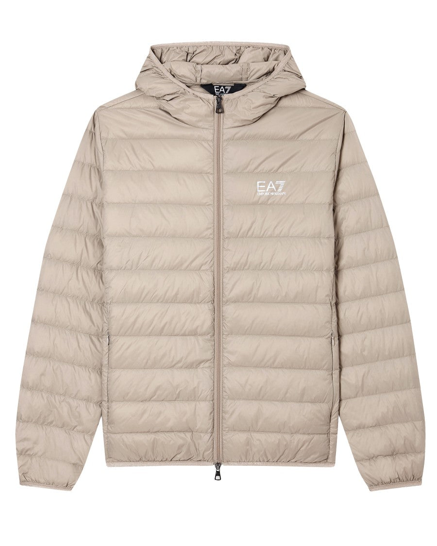 Ea7 Emporio Armani Packable Down-Filled Jacket With Horizontal Quilting And Stand-Up Collar