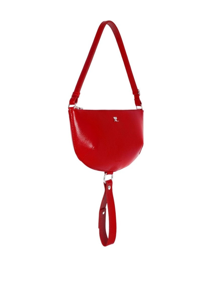Courrèges Curved Red Leather Top Handle Bag