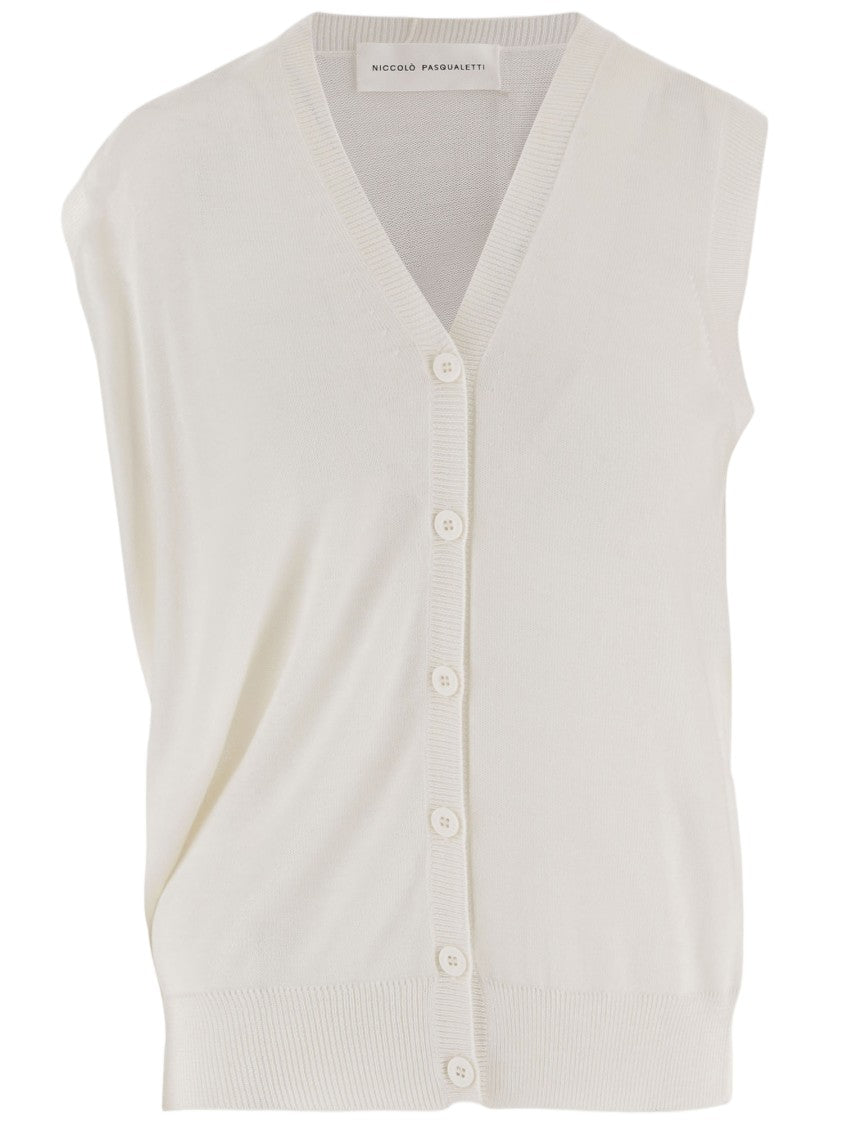 Niccolò Pasqualetti V-Neck Merino Wool Cardigan With Button Closure And Ribbed Cuffs