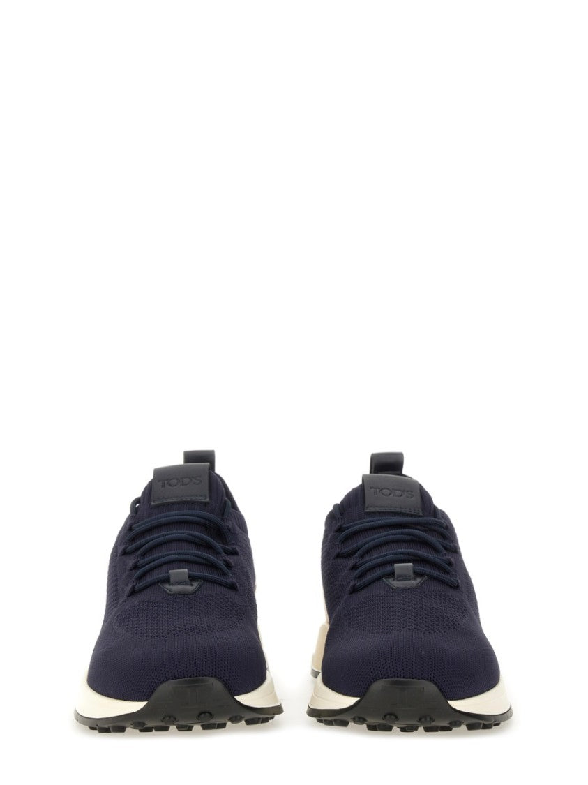 Tod's Socks-Style Navy Leather Accent Sneakers