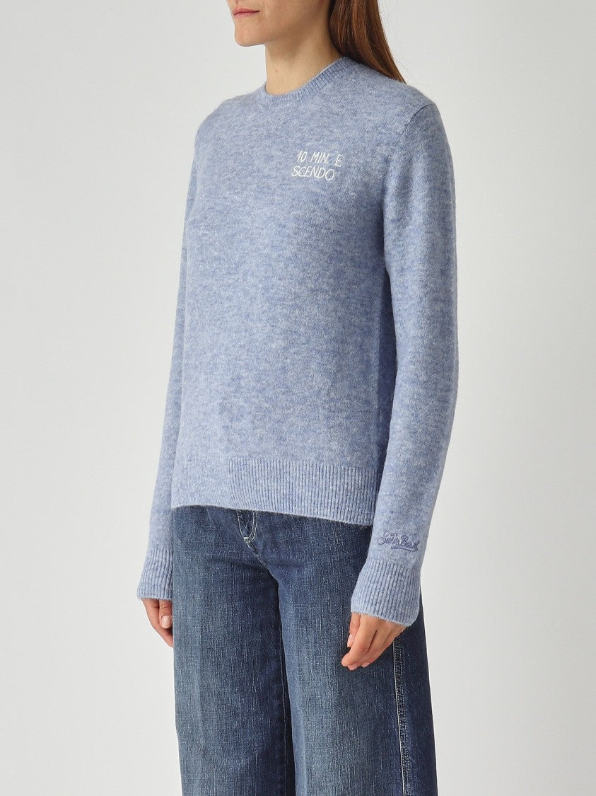 Mc2 Saint Barth Alpaca Knit Sweater With Ribbed Finishing
