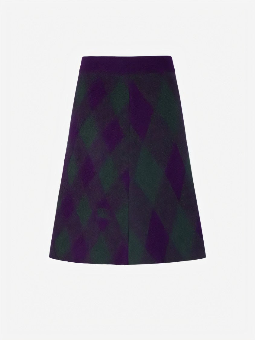 Burberry Mid-Length Skirt With Diamond Pattern In Deep Hues