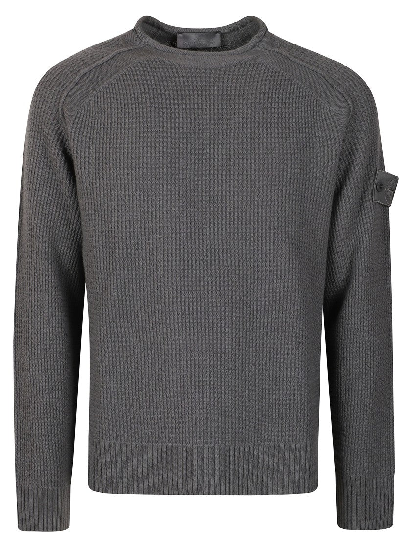 Stone Island Textured Knit Sweater With Distinctive Patch Detail
