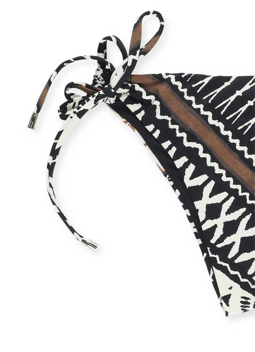 Miss Bikini Bandeau Bikini With Geometric Pattern And Decorative Fringes