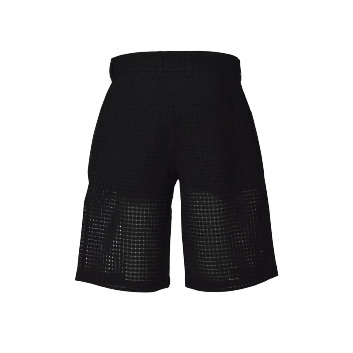 Séfr Grid Textured Black Shorts With Structured Waistband