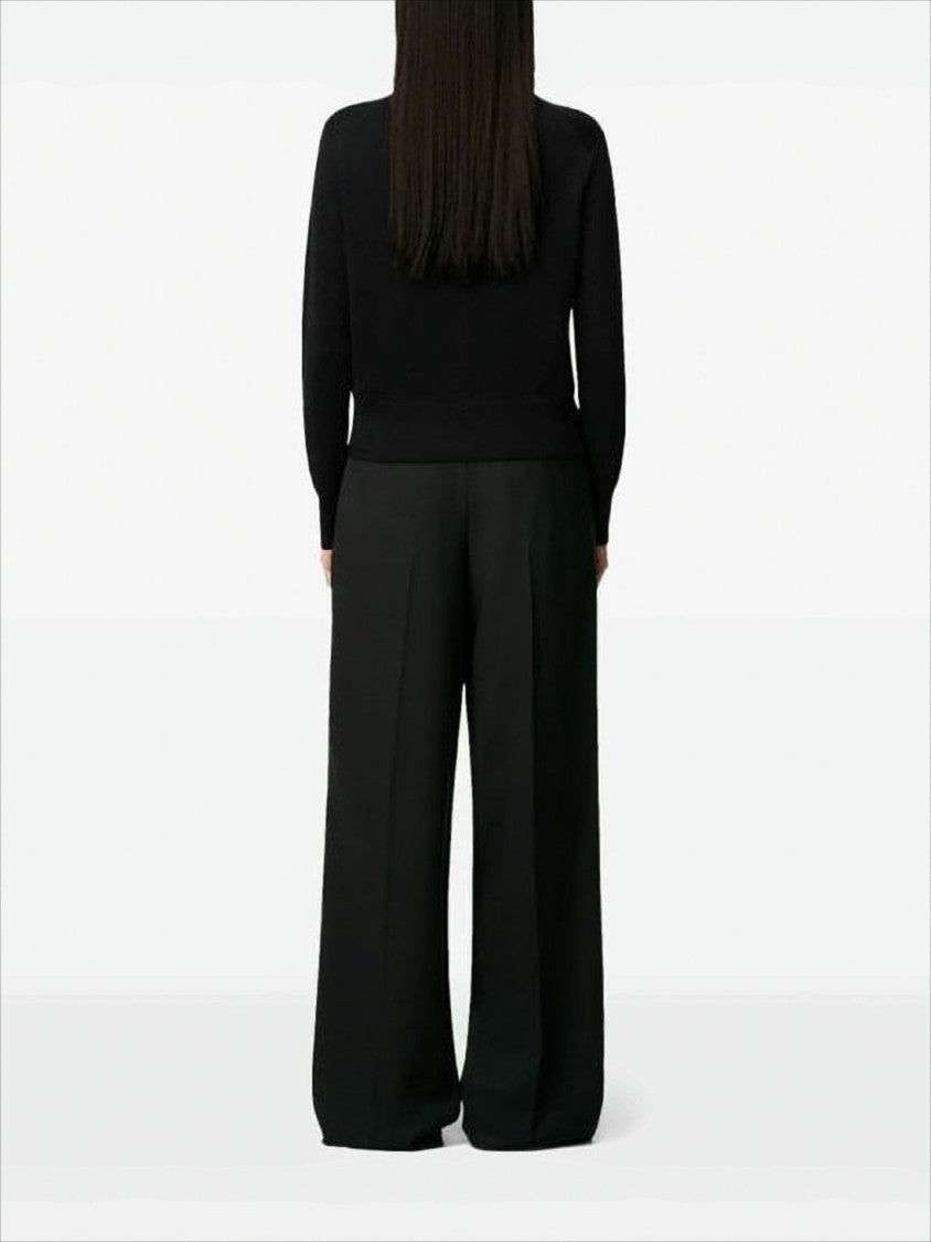 Ami Paris Cropped Black Wool Cardigan With Round Neckline