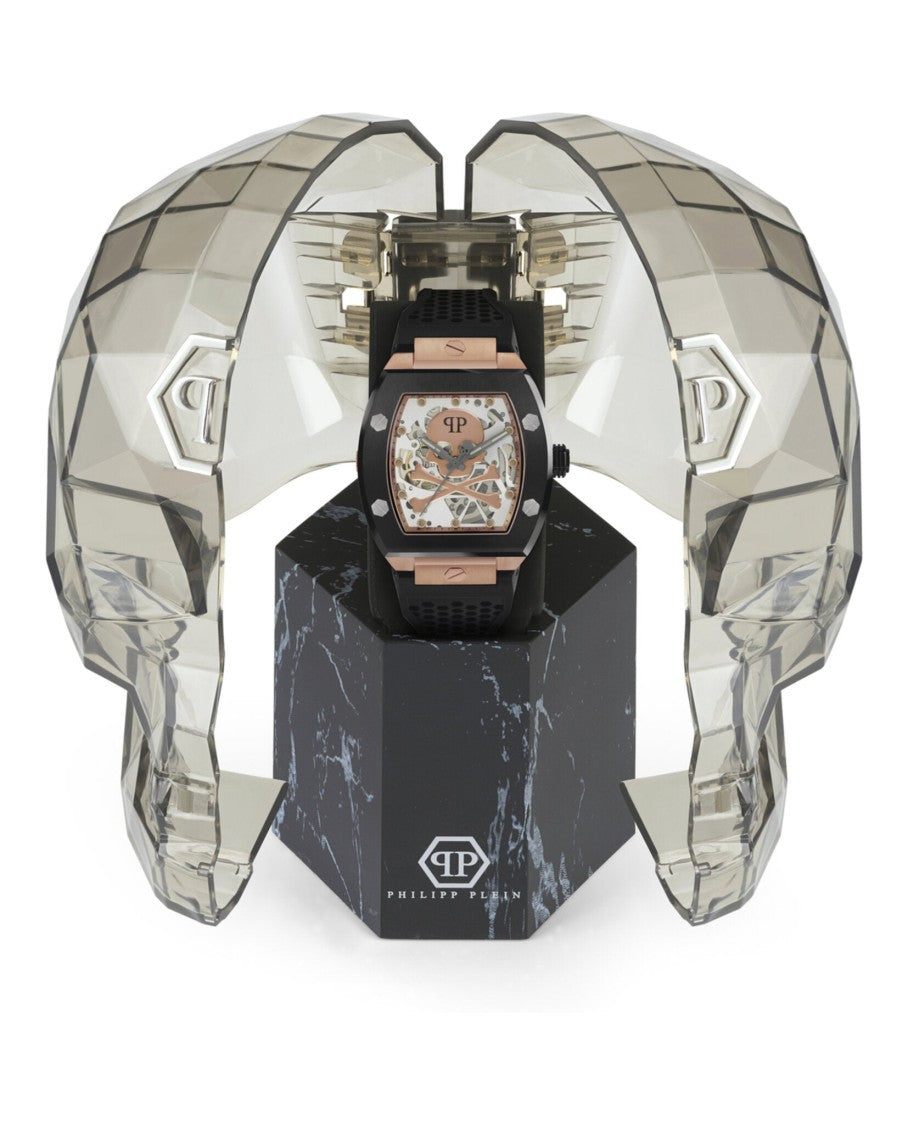 Philipp Plein Grey Skeleton Dial Automatic Watch With Two-Tone Case