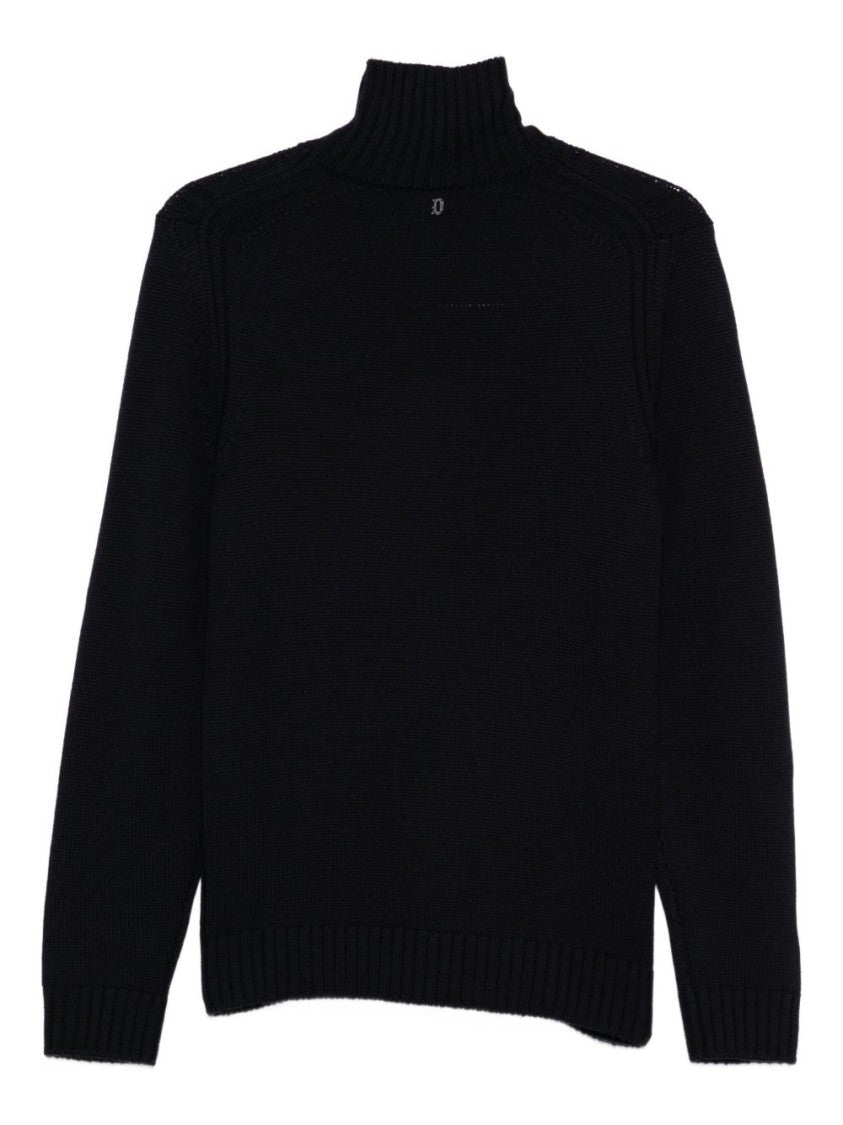 Dondup High Ribbed Turtleneck Black Wool Sweater