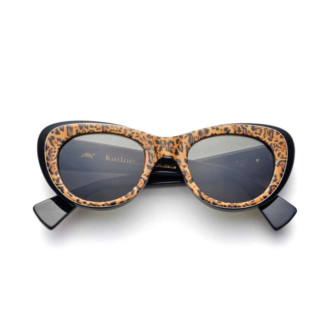 Kador Diva Bold Cat-Eye Sunglasses With Leopard Print Accents