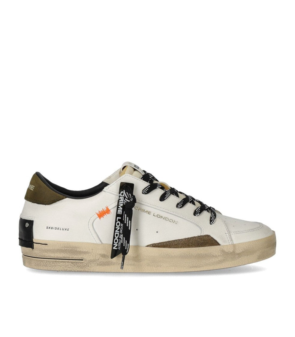 Crime London Sk8 Deluxe White Military Sneaker