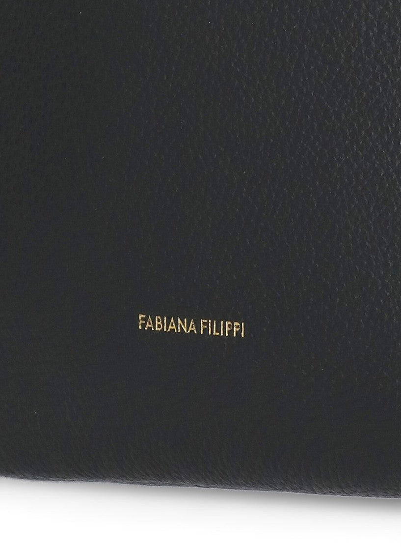 Fabiana Filippi Black Pebbled Letaher Bag