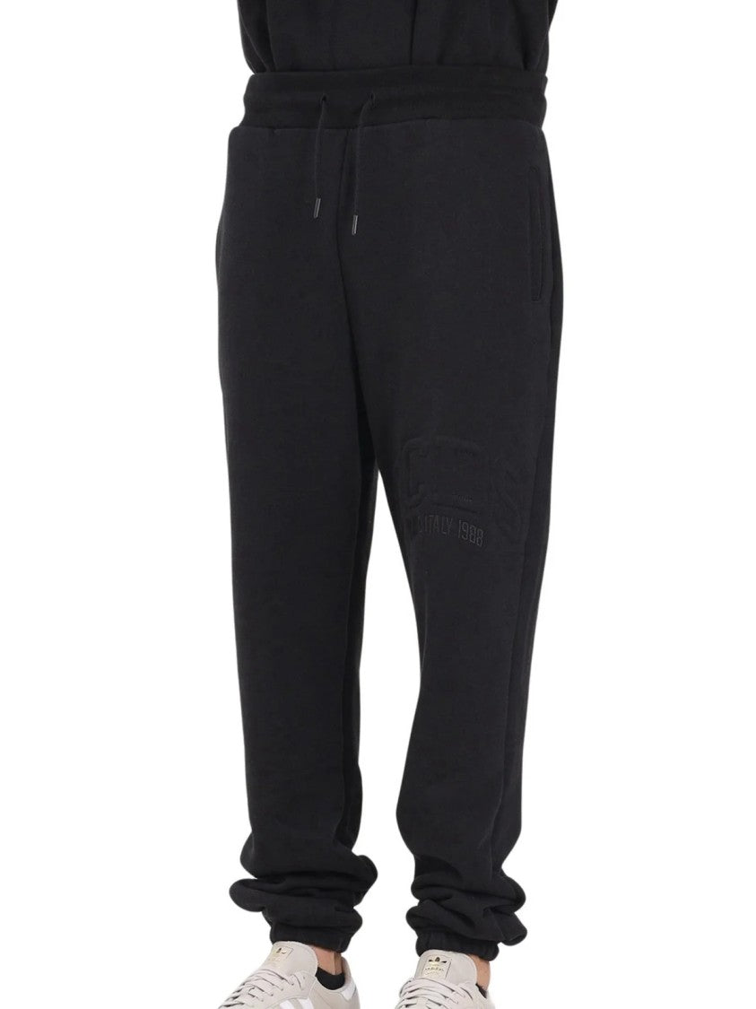 Gcds Relaxed-Fit Black Cotton Sweatpants With Adjustable Waistband