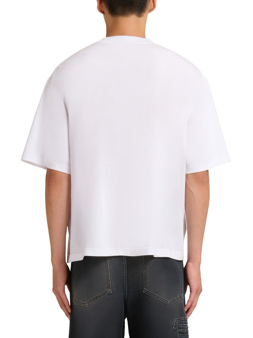 Marni Boxy Cropped White T-Shirt With Playful Graphic Design