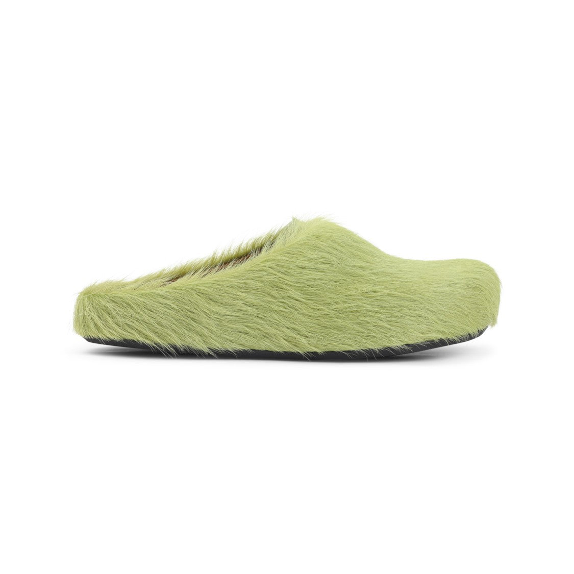 Marni Green Calf Hair Slip-On Sandals