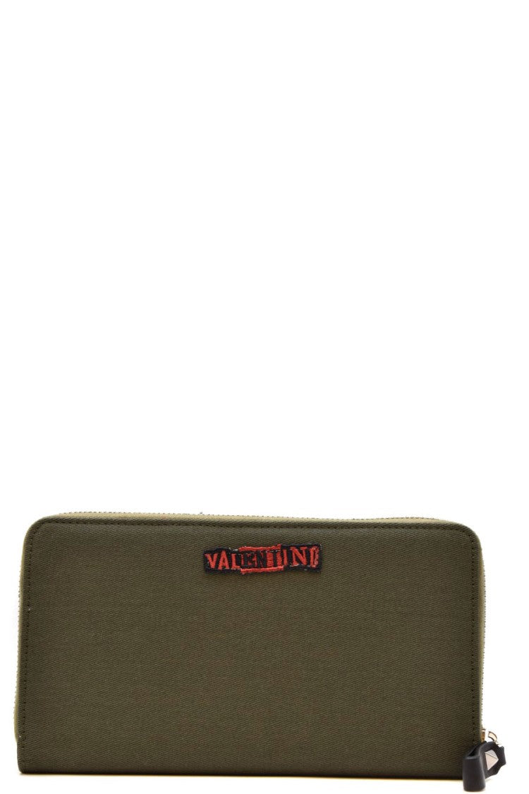 Valentino Garavani Military Green Fabric Wallet