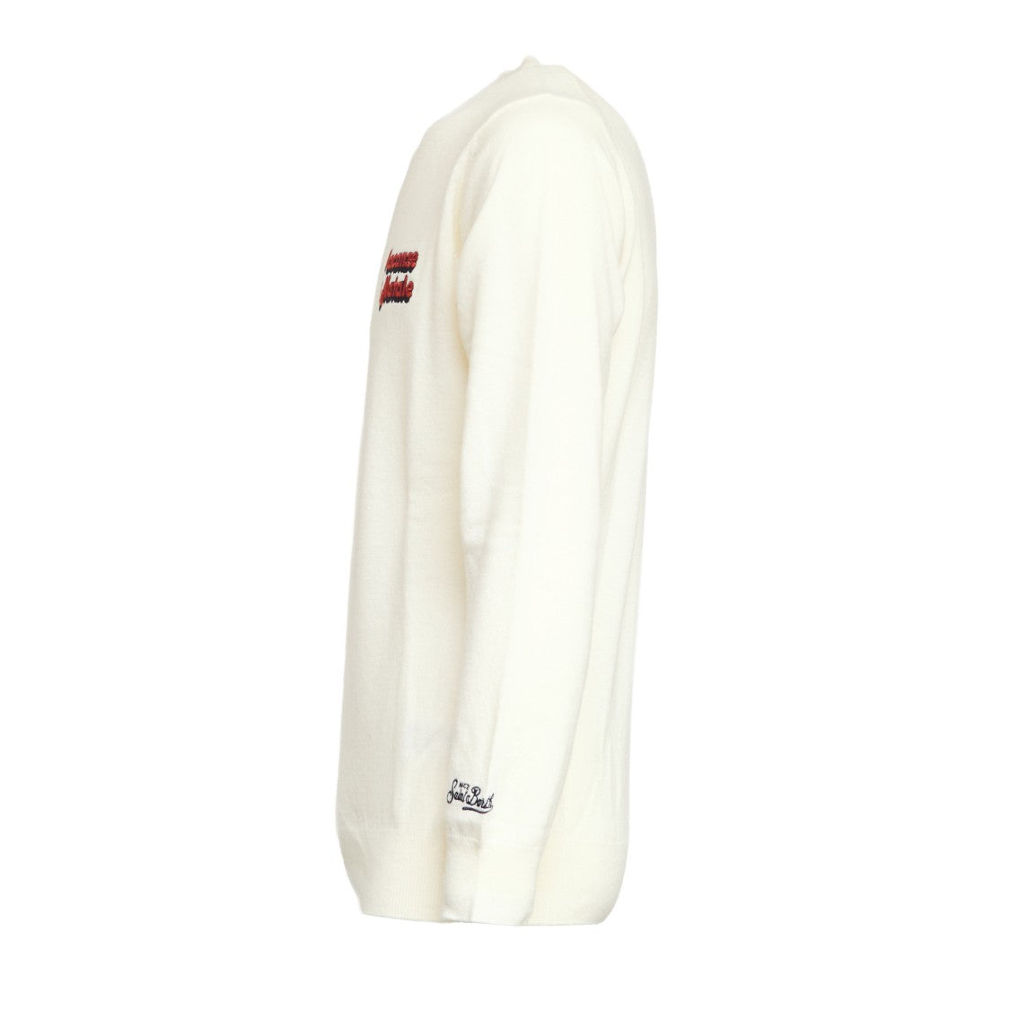 Mc2 Saint Barth Crewneck Sweater With Ribbed Detailing And Holiday Embroidery