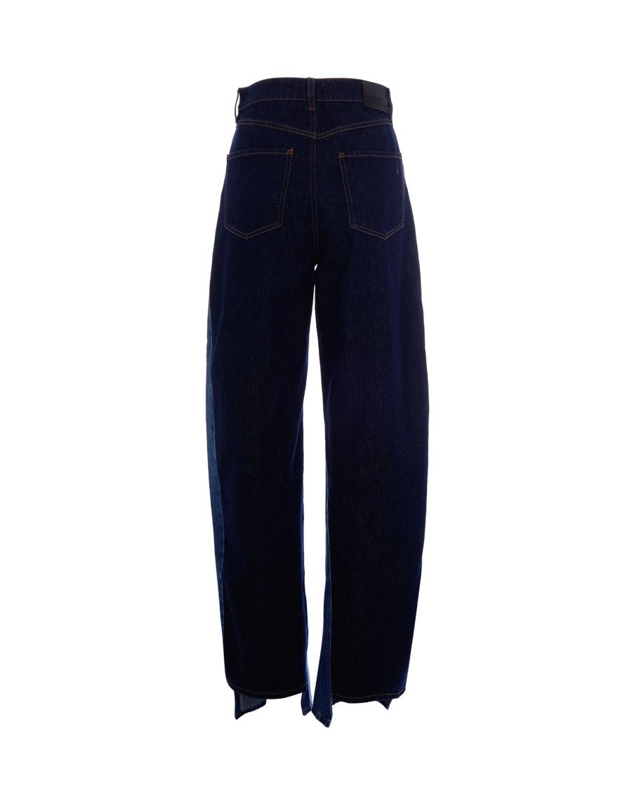 Sportmax Bicolor Indigo Denim Jeans With Asymmetric Details