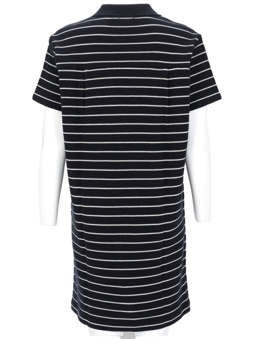 A.P.C. Striped Cotton V-Neck Polo Dress
