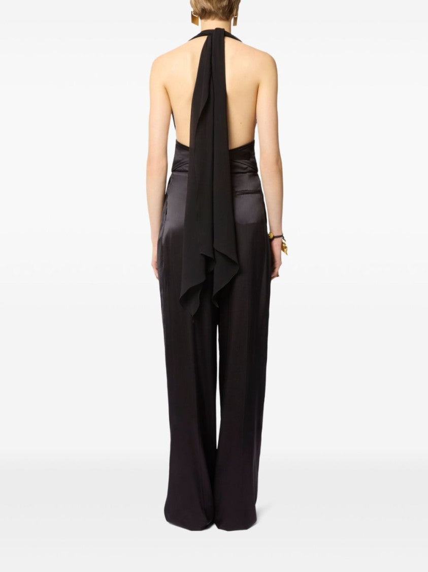 Nina Ricci Black V Neck Halterneck Silk Top