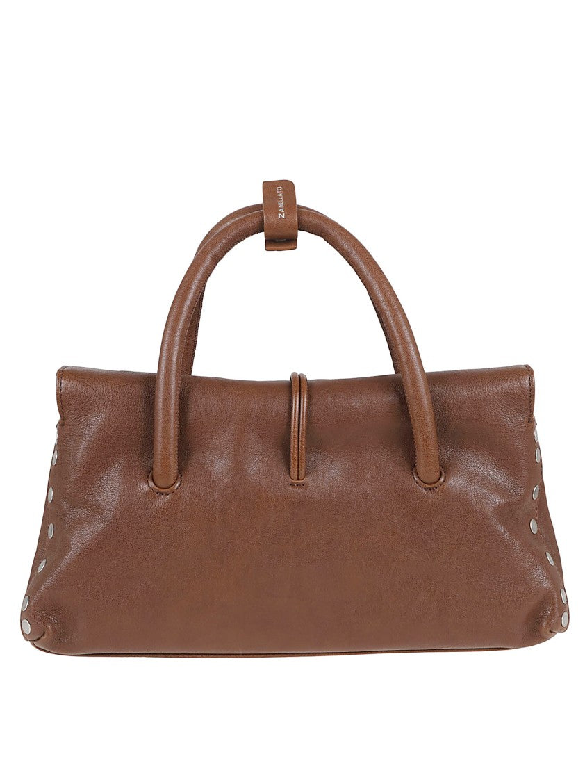 Zanellato Lambskin Leather Shoulder Bag With Silver Studs