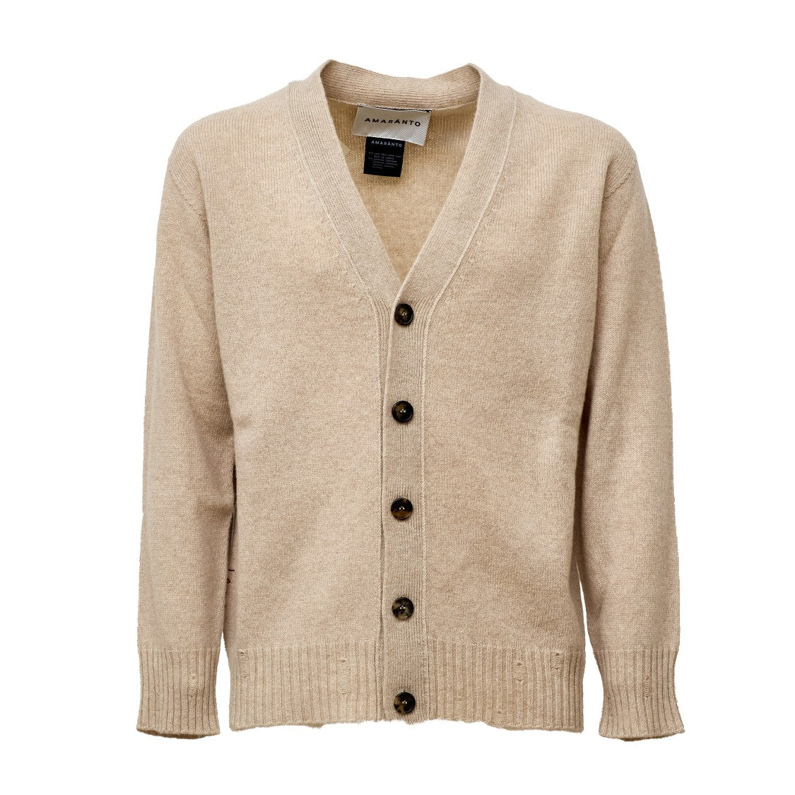 Amaranto Oversized Distressed Knitwear Cardigan With V-Neckline