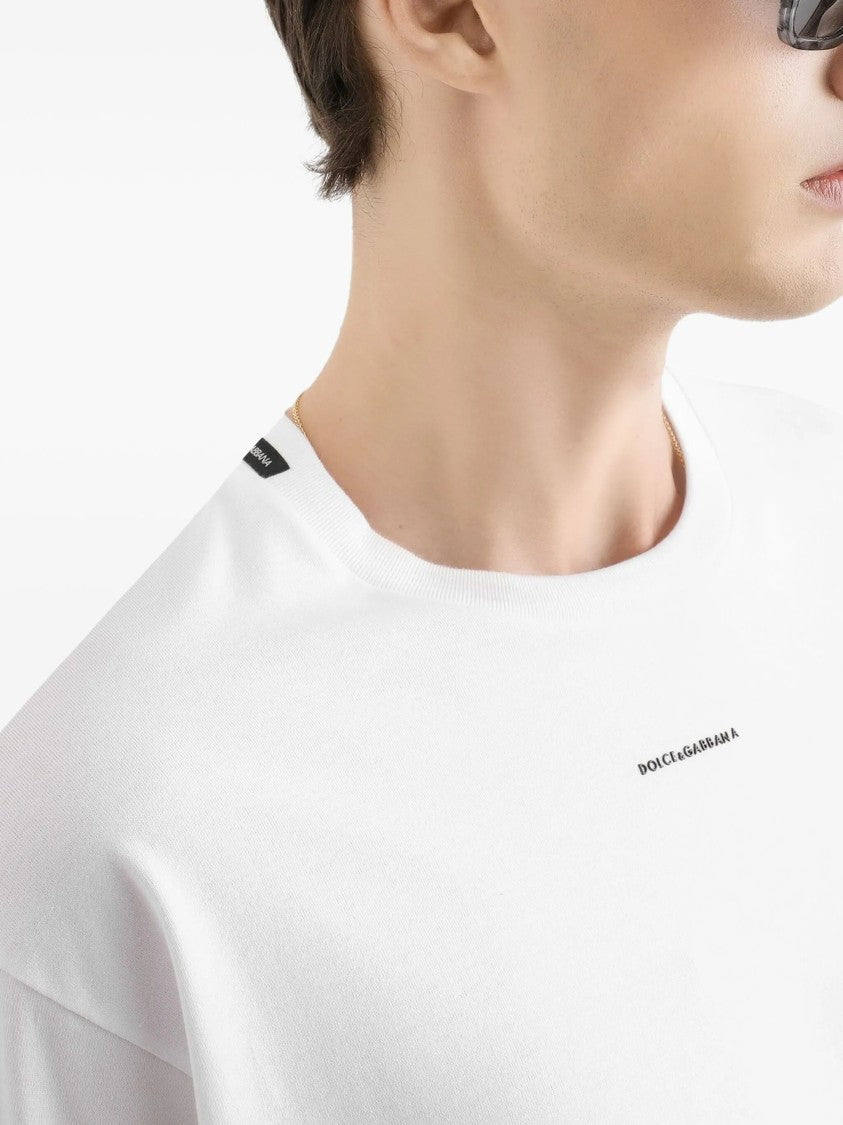 Dolce & Gabbana White Relaxed Fit Cotton Logo T-Shirt