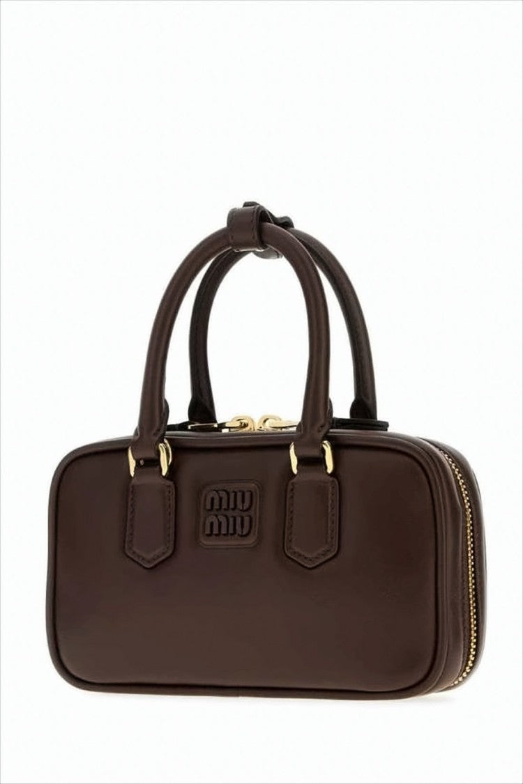 Miu Miu Rectangular Brown Calf Leather Crossbody Bag