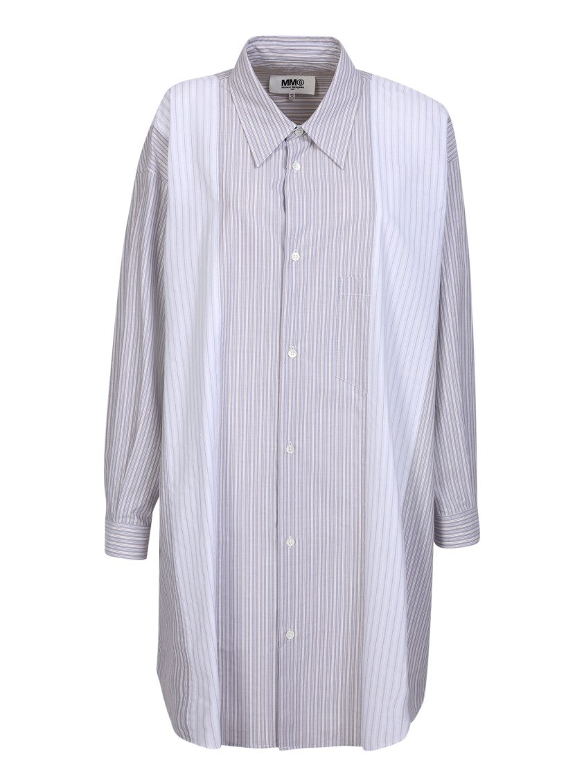 Mm6 By Maison Margiela Grey Striped Shirt Dress