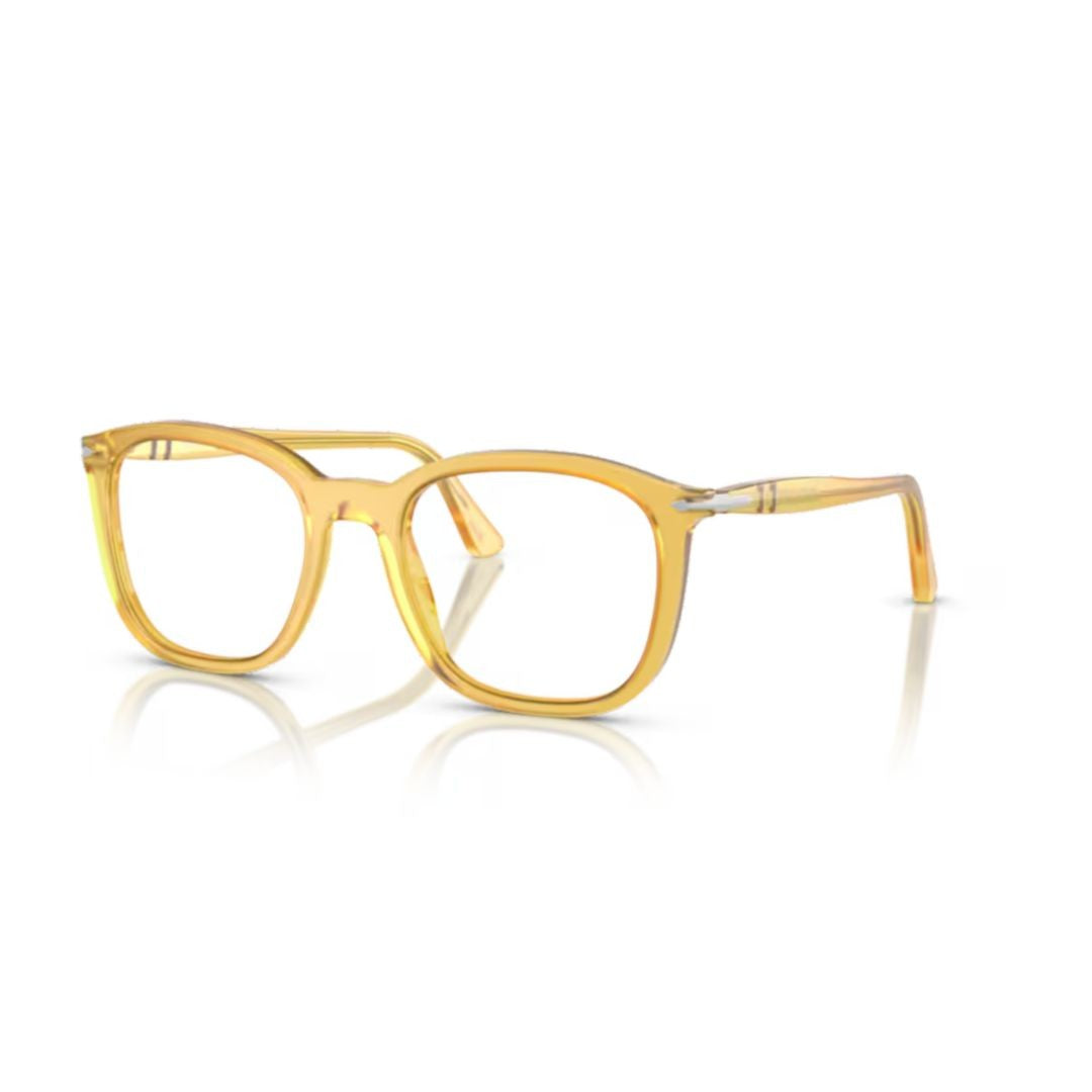 Persol Yellow 0Po3355v Translucent Acetate Square Eyeglasses