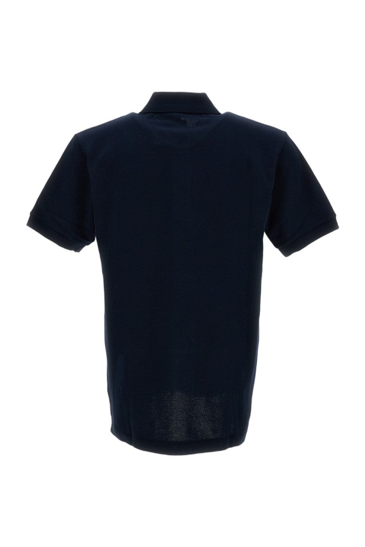 Comme Des Garçons Piqué Fabric Polo Shirt With Iconic Heart Logo