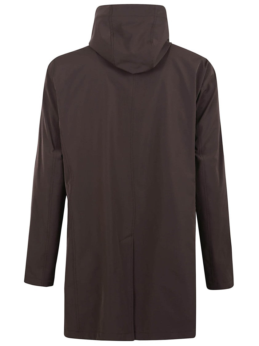 Herno Tailored Brown Cotton Coat With Hood