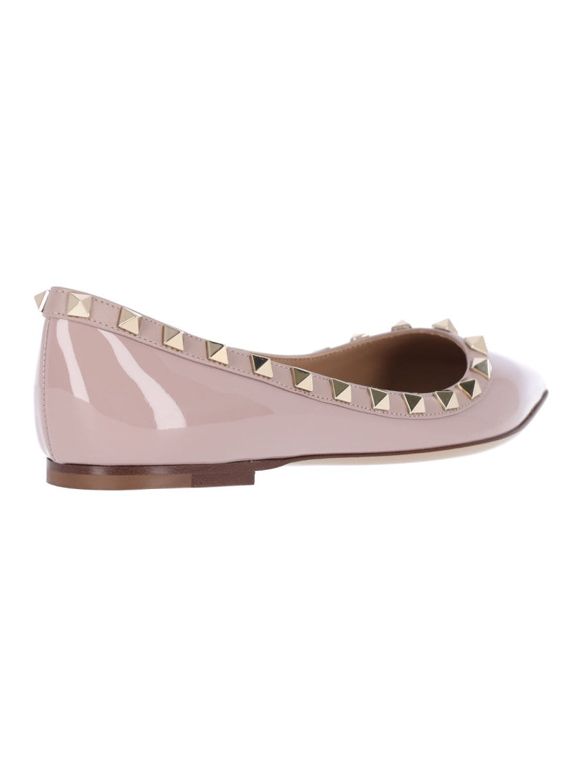 Valentino Garavani Pink Rockstud Patent Leather Pointed Flats
