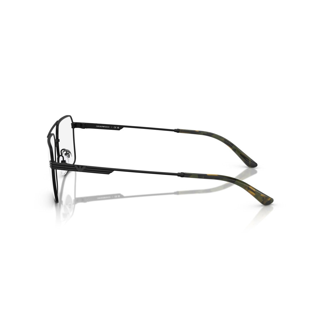 Emporio Armani 0Ea1166 Rectangular Black Metal Frame Eyeglasses With Tortoiseshell Detail