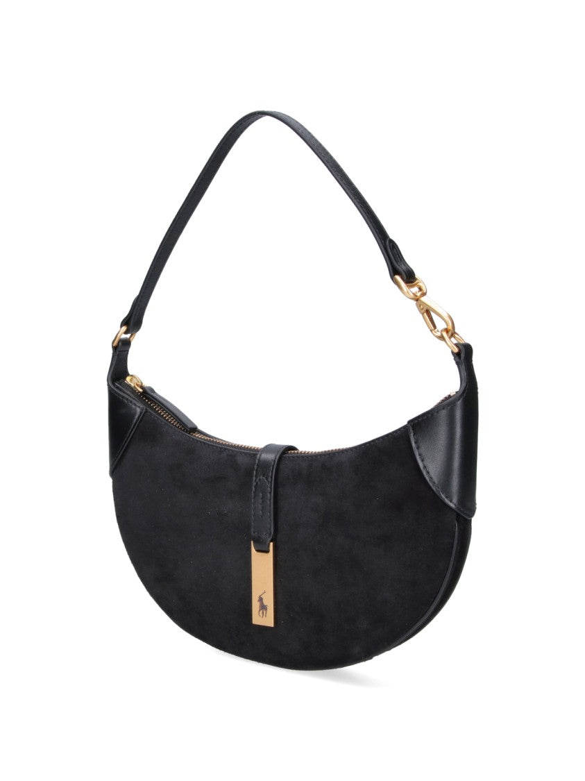 Polo Ralph Lauren Black Polo Id Vachetta Suede Bag
