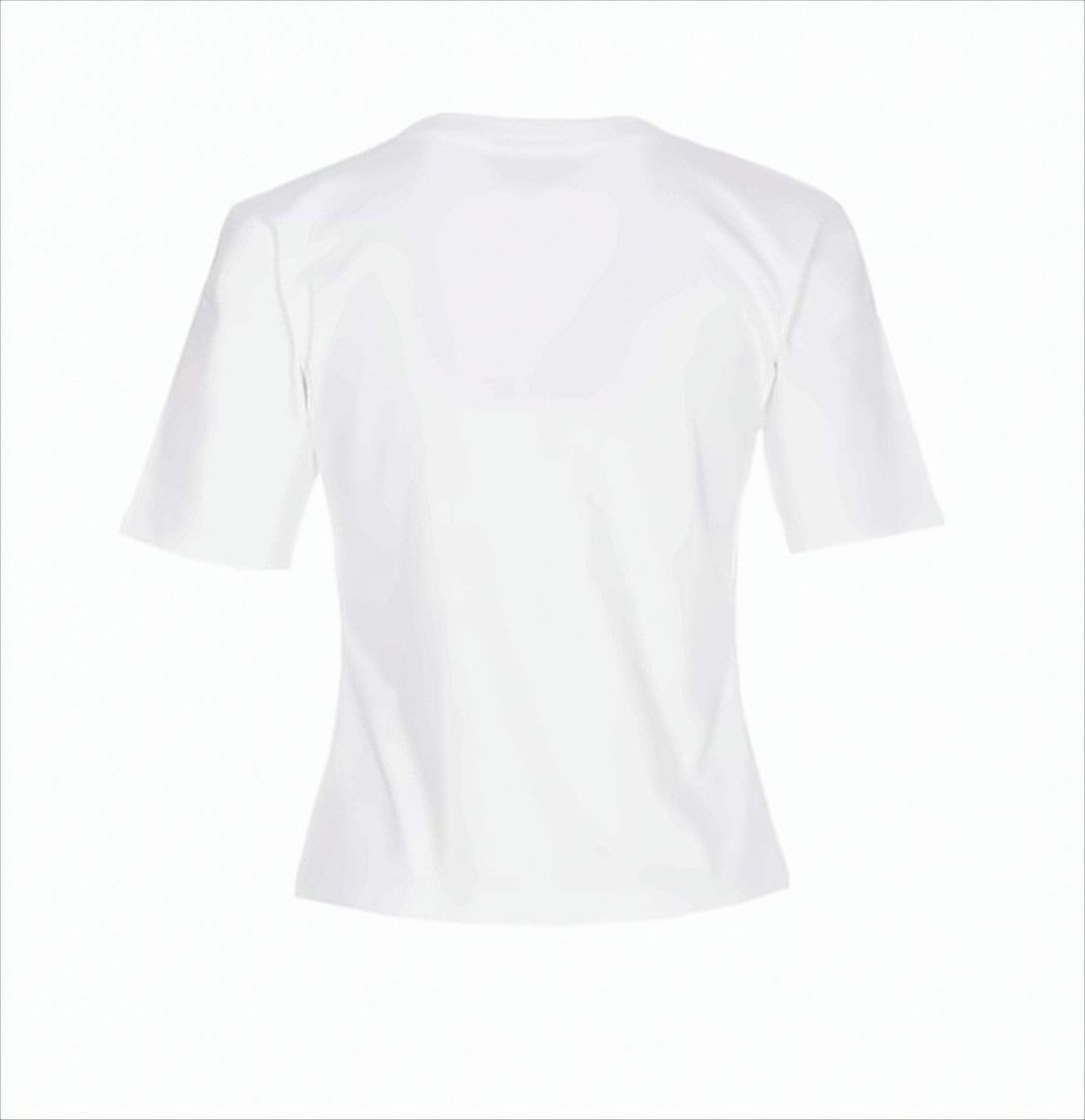 Ganni Short-Sleeved White T-Shirt With Heart Embroidery