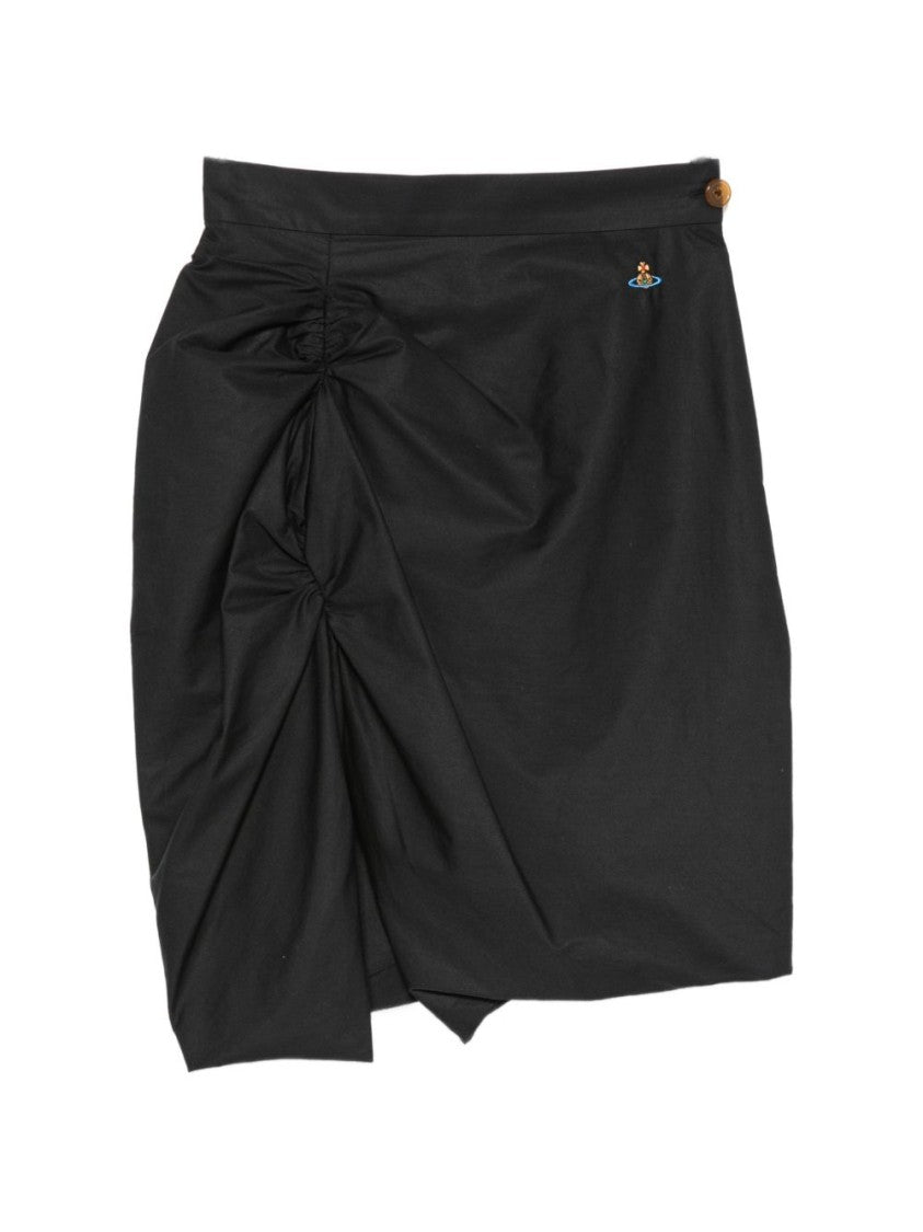 Vivienne Westwood Black Gathered Asymmetrical Mini Skirt