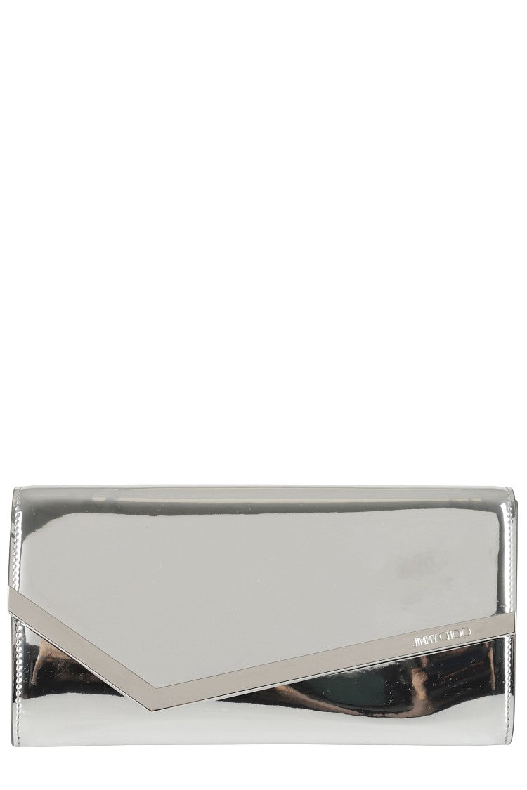 Jimmy Choo Silver Emmie Patent Glitter Metallic Leather Handbag