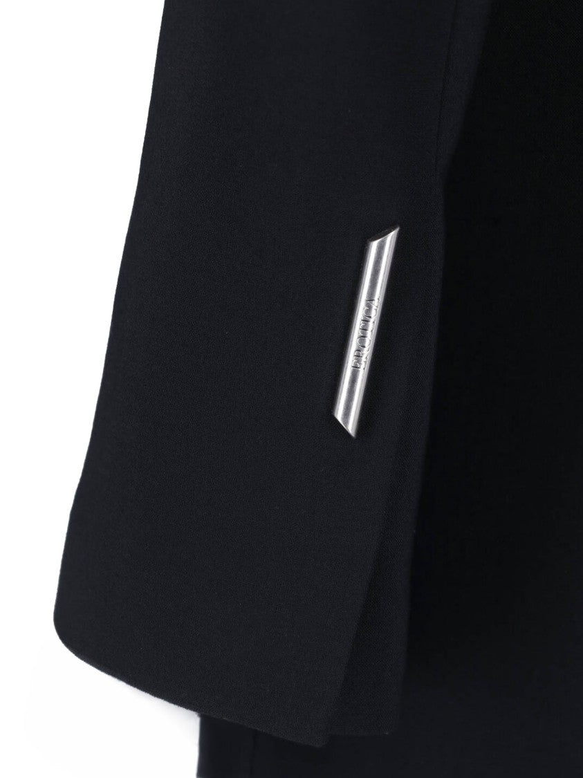 Dondup Black Virgin Wool-Blend Double Breasted Suit