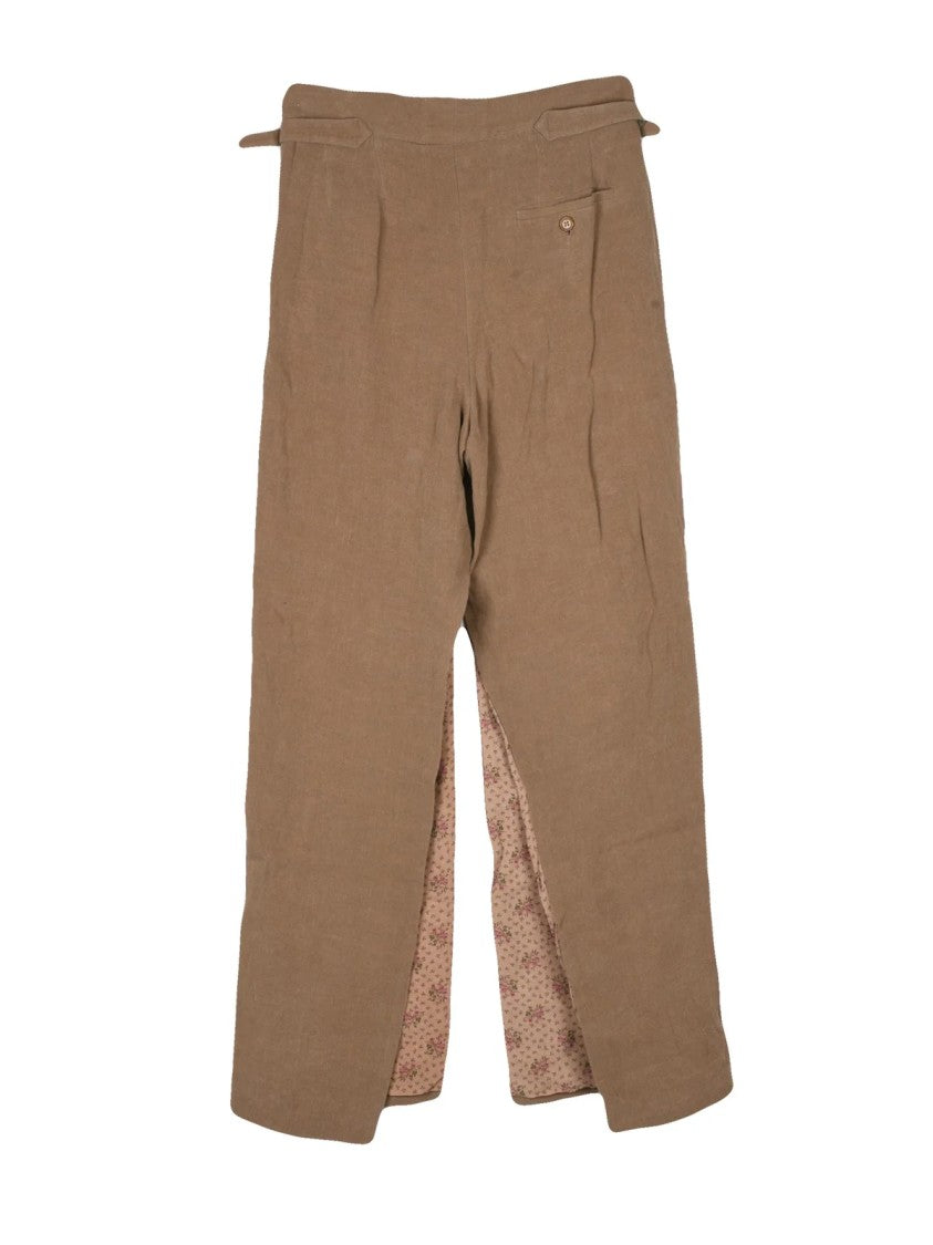 Vivienne Westwood High-Waisted Linen Trousers With Floral Lining