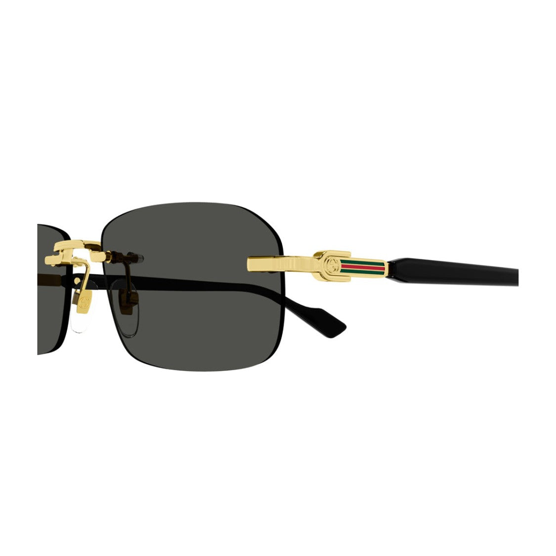 Gucci Gold Black Linea Sign Gg1221s Rimless Rectangular Sunglasses