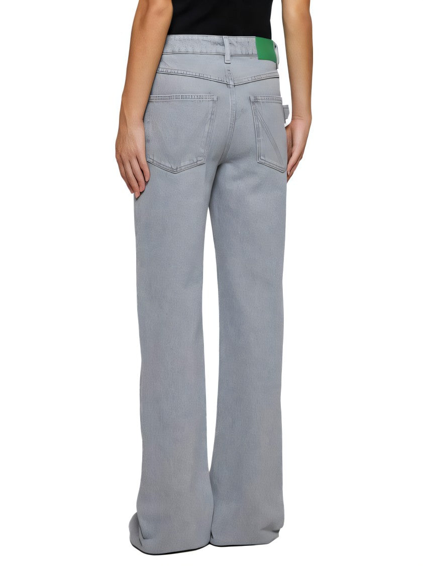 Bottega Veneta Relaxed Fit Flared Denim Pants With Distinctive Leather Patch