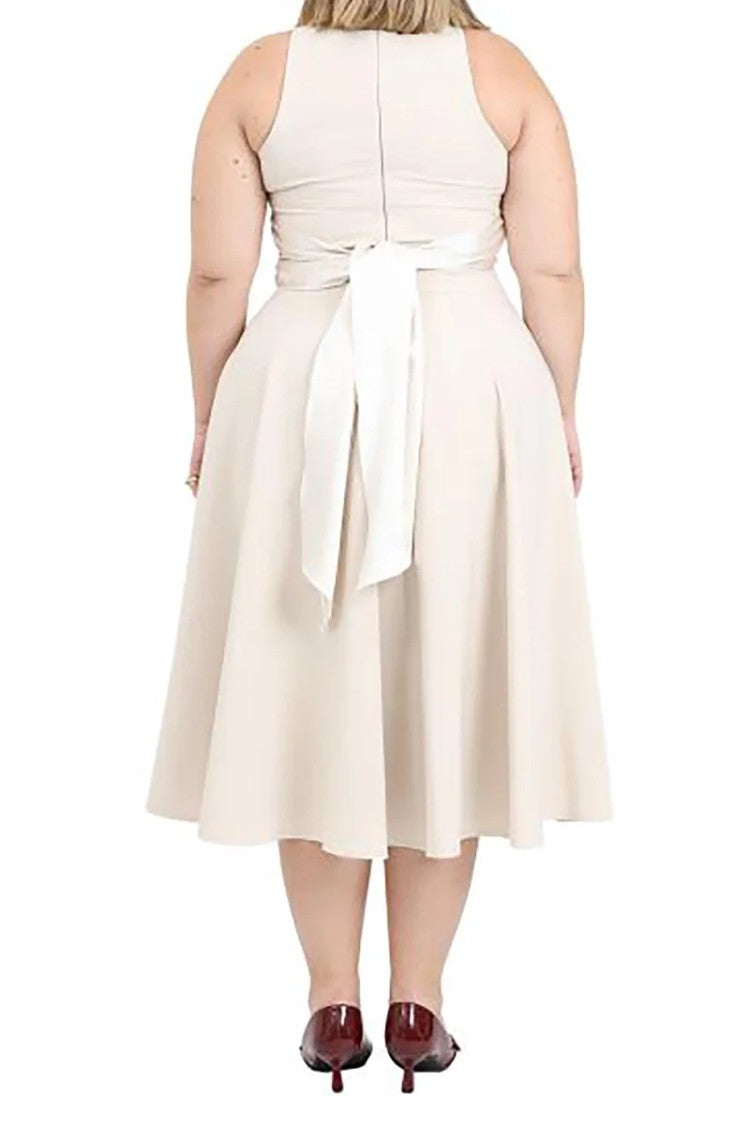 Santas* White A-Line Midi Dress