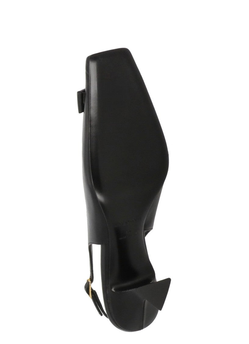 Sergio Rossi Black Square Tip Spool Heel Pumps