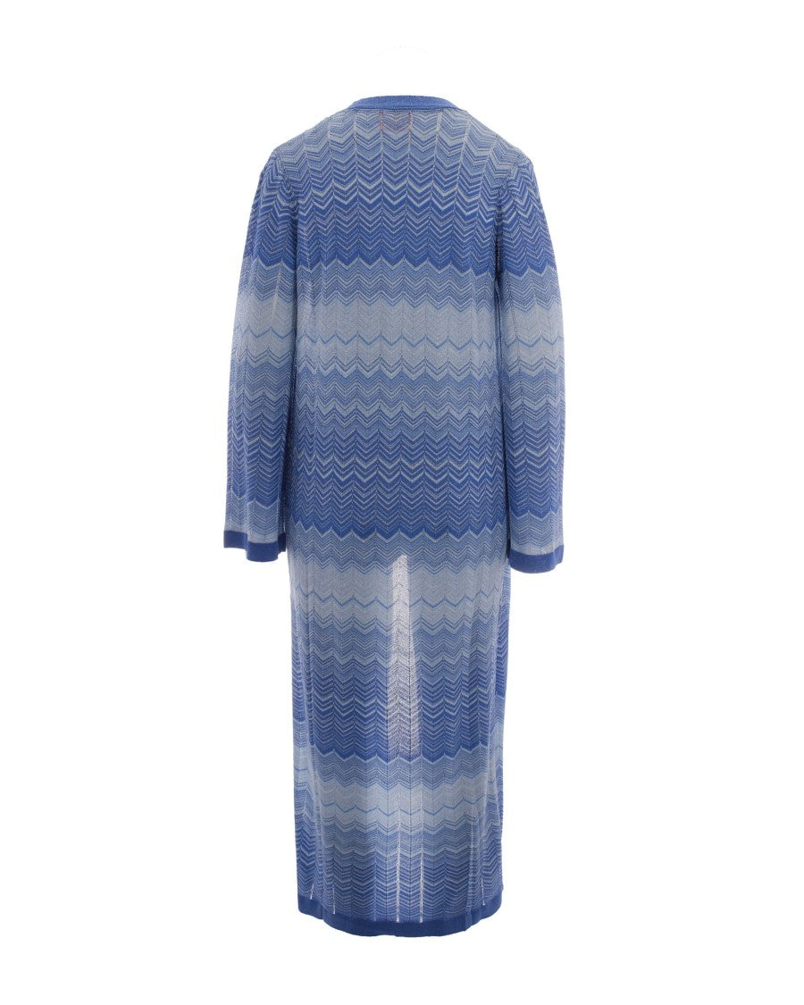 Mc2 Saint Barth Long Cardigan With Geometric Pattern And Open Front