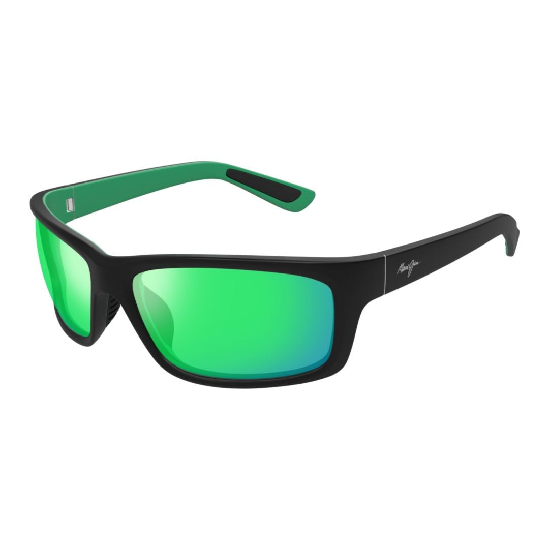 Maui Jim Kanaio Coast Rectangular Frame Sunglasses With Green Reflective Lenses