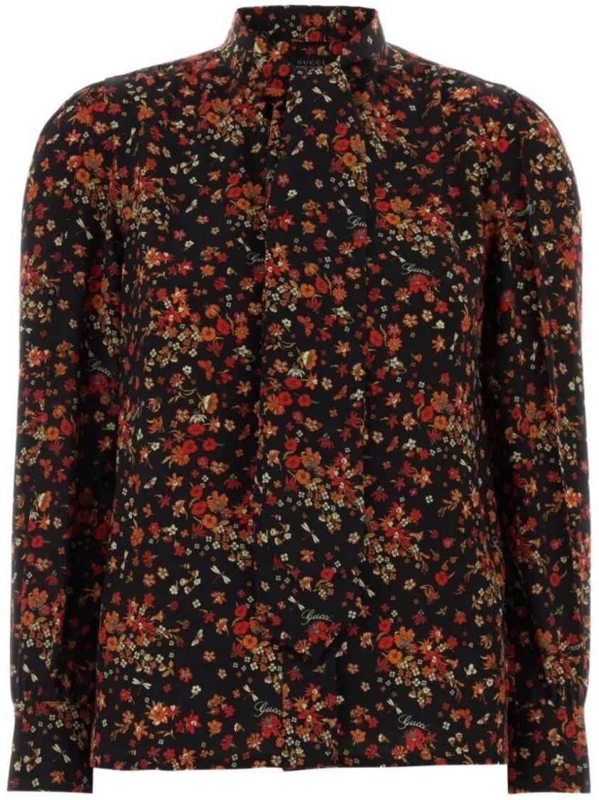 Gucci Black Shirt Floral Top