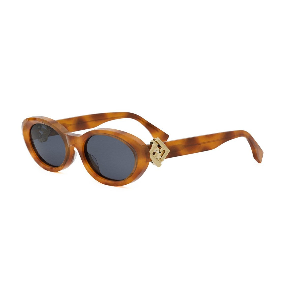 Fendi Havana Ff Diamond Acetate Oval Sunglasses